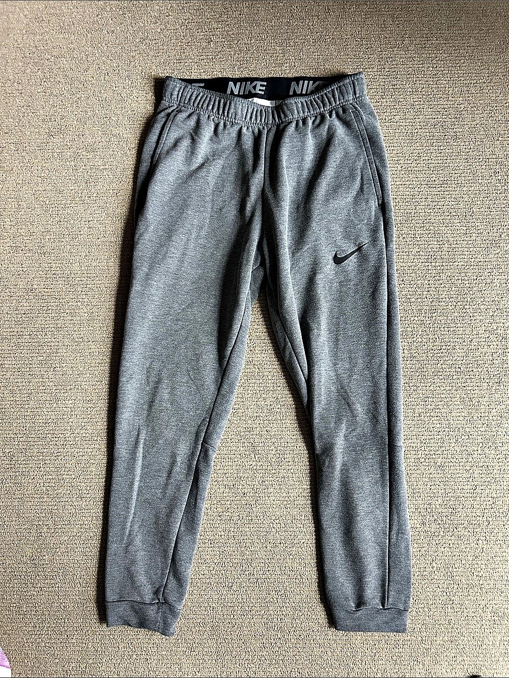 Nike Dri-FIT Fleece Training Joggers Gray Waist Medium